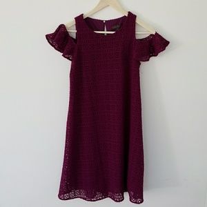 Purple cold shoulder swing dress